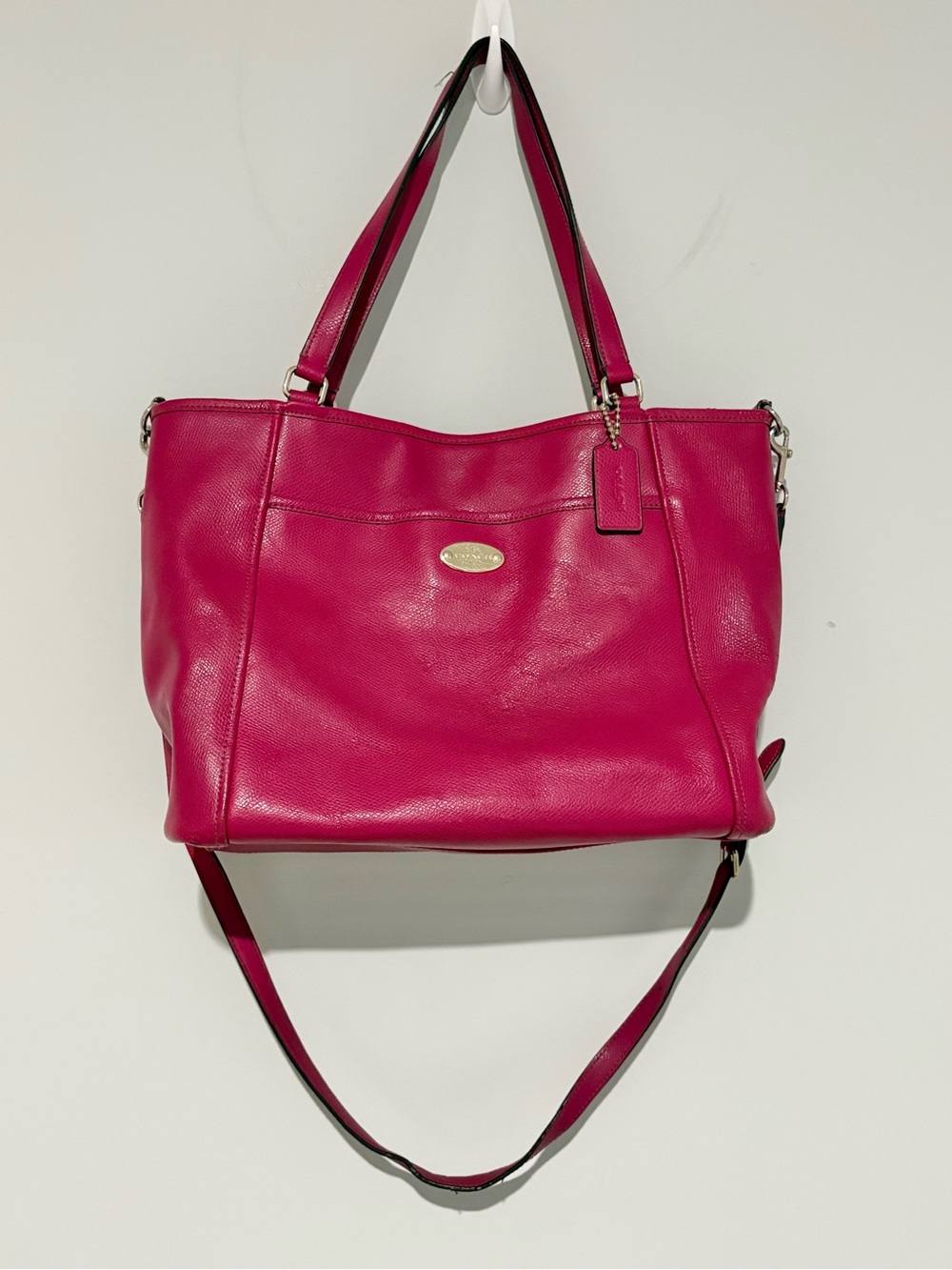 Coach Crossgrain Leather convertible Pocket Tote F34497 Cranberry